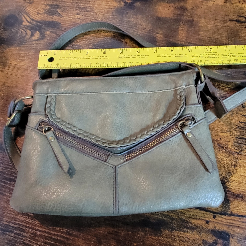 Olive Green Leather Crossbody Bag - Picture 3 of 11